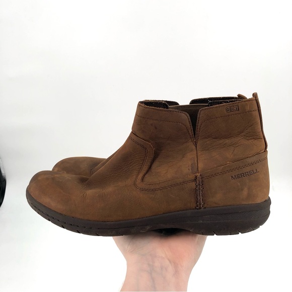 MERRELL Encore Kassie Ankle Boot 8.5 Leather Brown Waterproof Bootie Women Boots - Picture 7 of 9